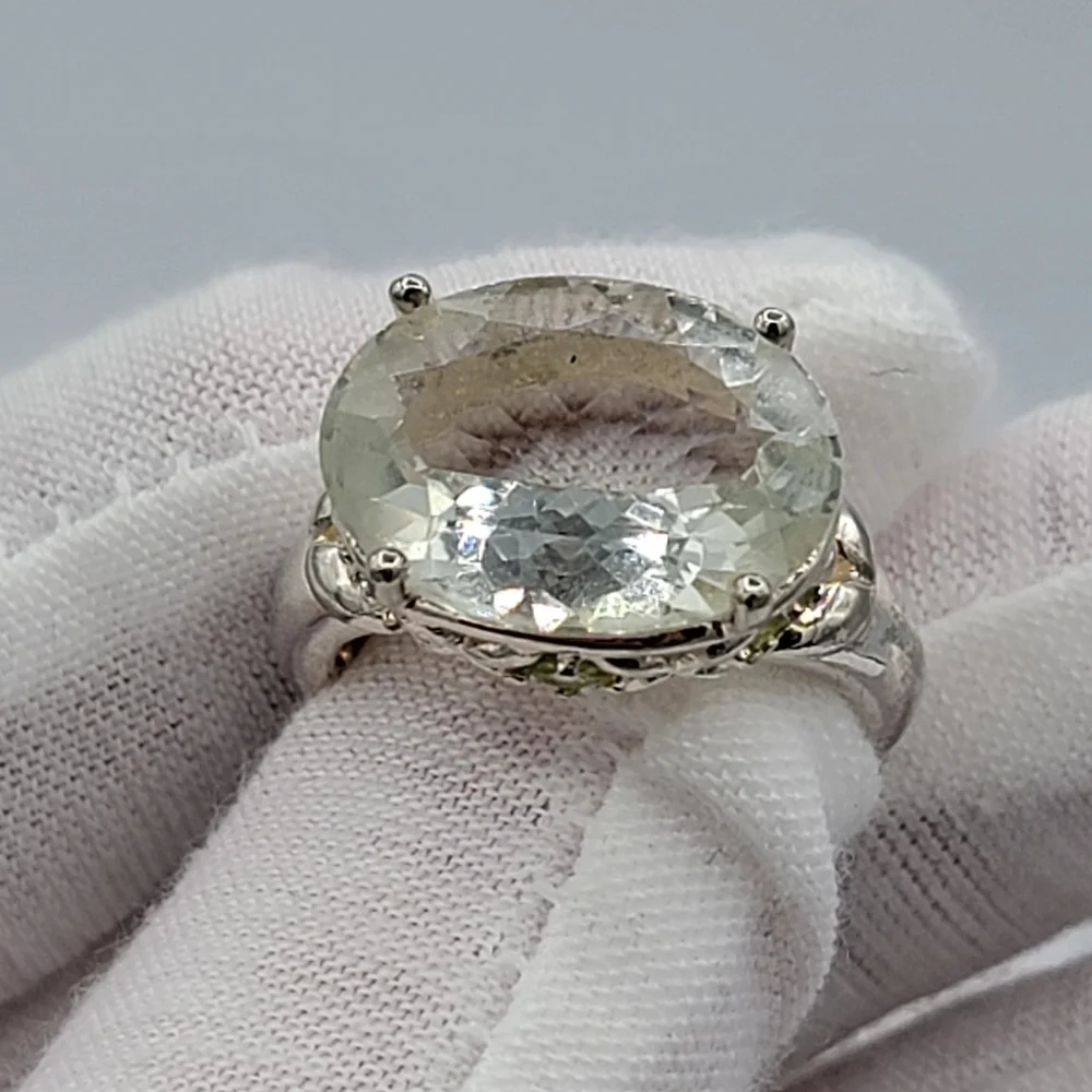 Silver 925 Ring With Green Stones #2351 - Picture 4 of 15